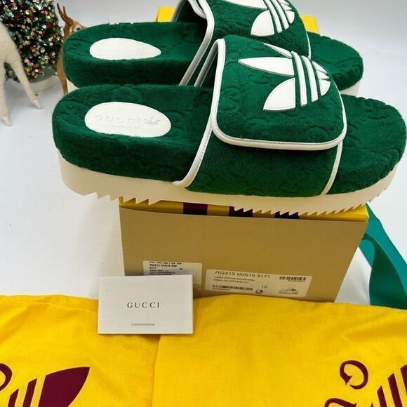 Men’s Gucci X Adidas, slide sandals size 10 made in Italy - Picture 5 of 10